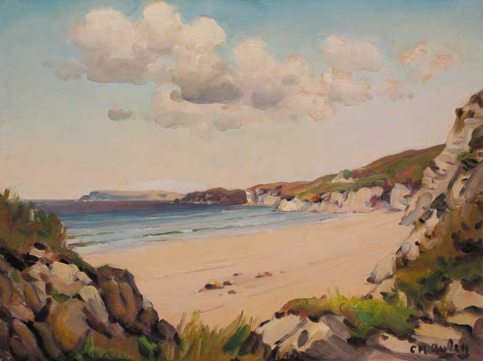 VIEW ACROSS A STRAND TOWARDS LOW CLIFFS by Charles J. McAuley RUA ARSA (1910-1999) RUA ARSA (1910-1999) at Whyte's Auctions