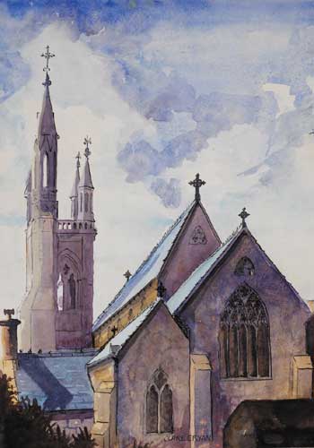 CHURCH AT BALLYBOFEY, COUNTY DONEGAL by Clare Cryan (b.1936) at Whyte's Auctions