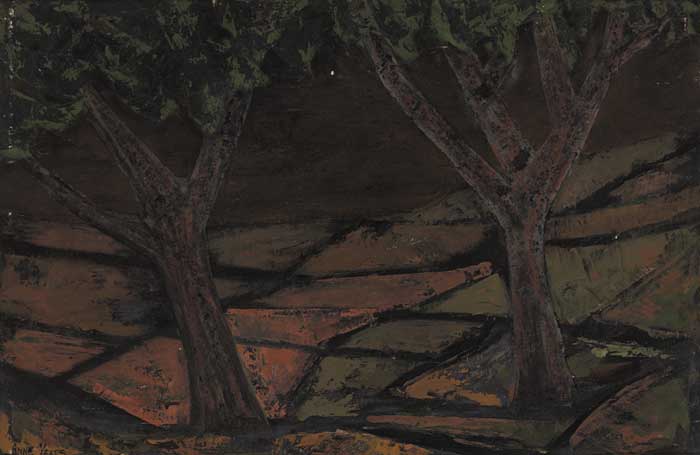BROWN LANDSCAPE WITH TREES by Anne Yeats (1919-2001) at Whyte's Auctions