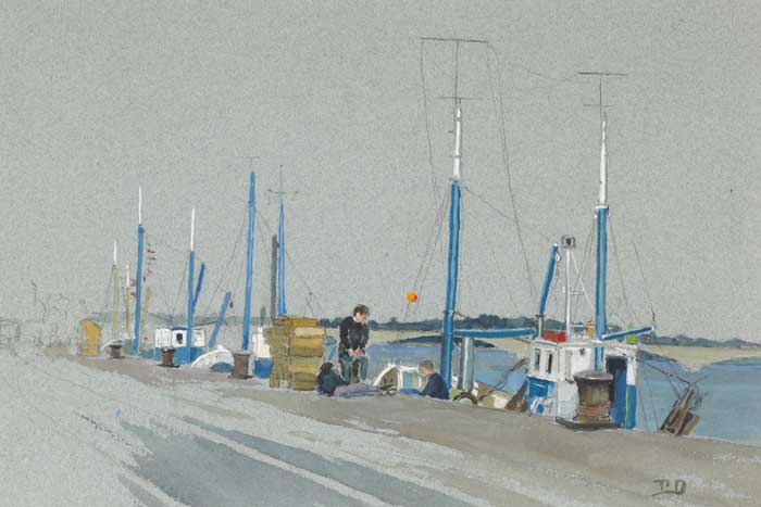 BOATS MOORED AT WEXFORD QUAY by Phoebe Donovan sold for �300 at Whyte's Auctions