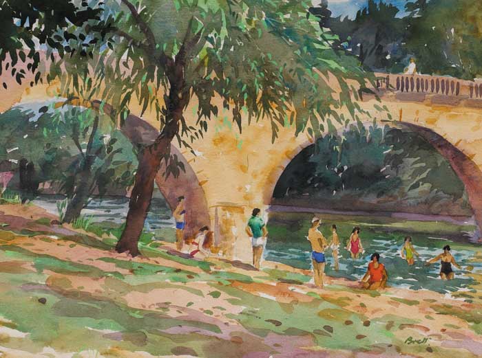 BY THE BANKS OF THE DORDOGNE by Brett McEntagart RHA (b.1939) at Whyte's Auctions