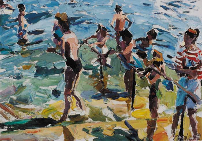 BATHERS AT THE FORTY FOOT, SANDYCOVE, 1989 by Stephen Cullen (b.1959) at Whyte's Auctions