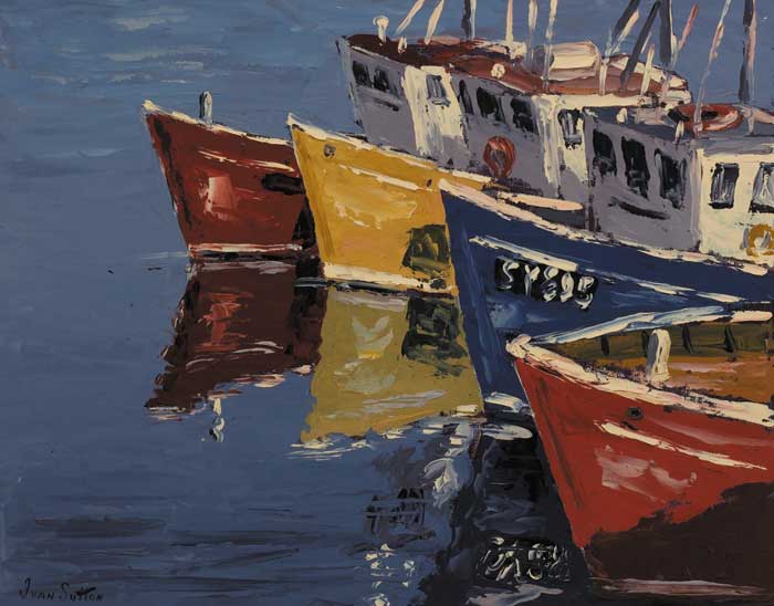 LOBSTER BOATS BERTHED AT KILMORE QUAY, CO WEXFORD by Ivan Sutton (b.1944) at Whyte's Auctions
