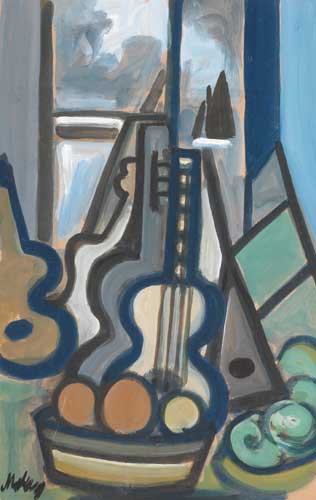 STILL LIFE WITH GUITARS AND FRUIT by Markey Robinson (1918-1999) at Whyte's Auctions
