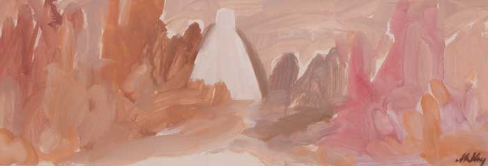 PINK LANDSCAPE WITH COTTAGE by Markey Robinson (1918-1999) at Whyte's Auctions