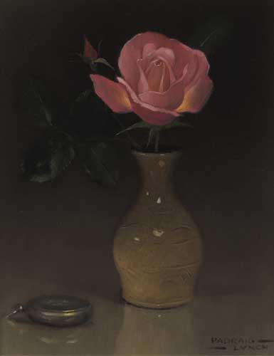 PINK ROSE AND POCKET WATCH by Padraig Lynch (b.1936) at Whyte's Auctions