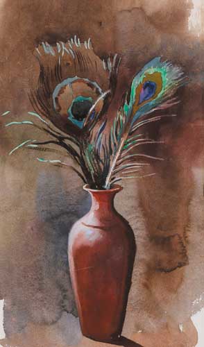 PEACOCK FEATHERS IN A VASE by William Docherty Weir (1863-1903) at Whyte's Auctions