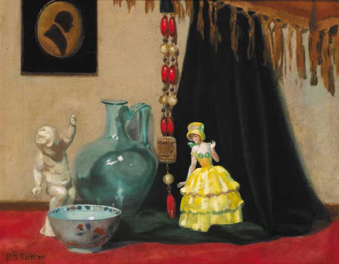 STILL LIFE WITH PORCELAIN FIGURINES, 1926 by Herbert Davis Richter RI RSW ROI RBA (1874-1955) at Whyte's Auctions