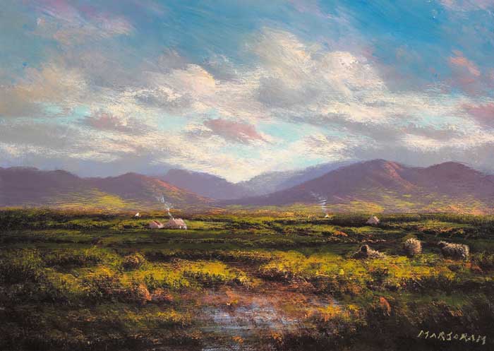 A QUIET DAY ON ROUNDSTONE BOG, COUNTY GALWAY by Gerry Marjoram (b.1936) at Whyte's Auctions