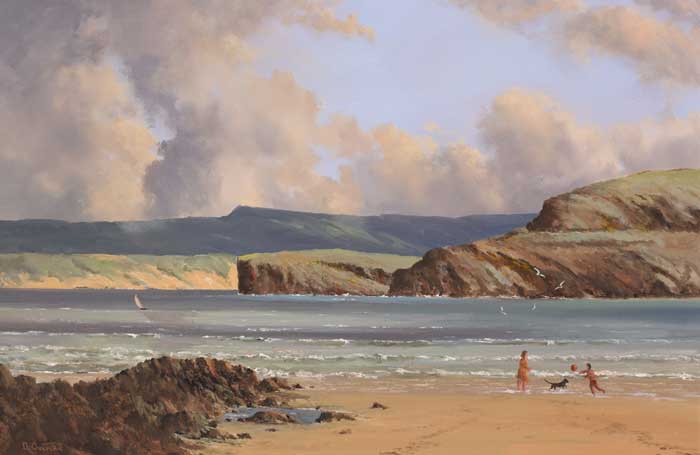 CHILDREN PLAYING ON A BEACH by David Anthony Overend sold for �420 at Whyte's Auctions