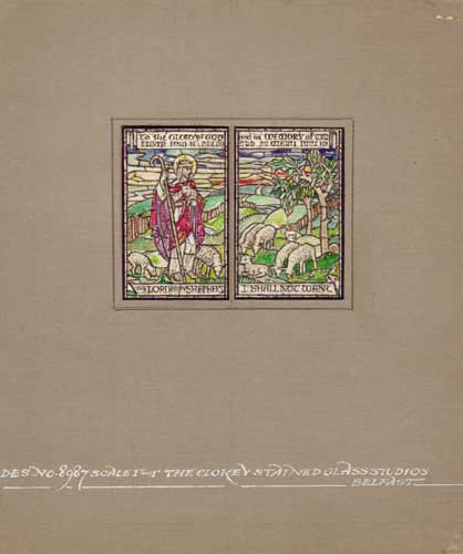 DESIGN FOR A TWO LIGHT WINDOW: THE LORD IS MY SHEPHERD by Studio of W. F. Clokey (c.1870-1930) (c.1870-1930) at Whyte's Auctions