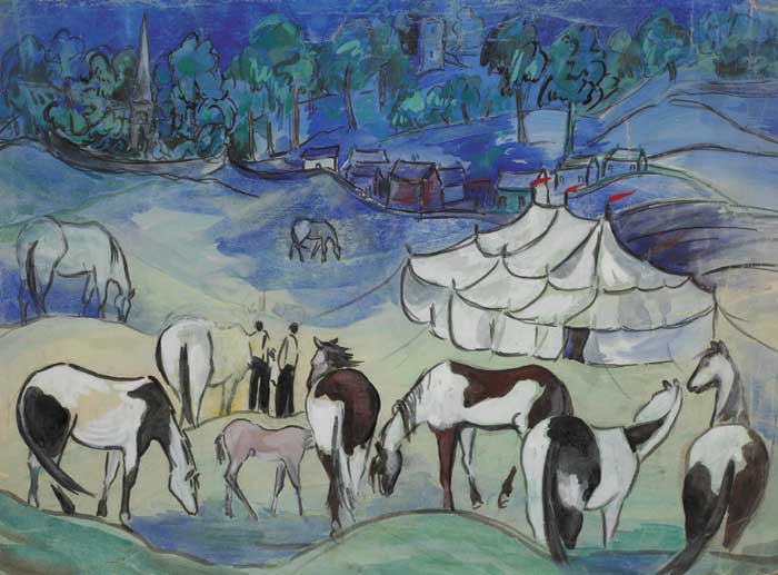 CIRCUS HORSES AT CASTLETOWNROCHE, COUNTY CORK by Sylvia Cooke-Collis (1900-1973) at Whyte's Auctions
