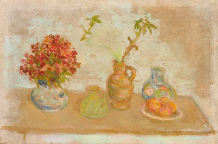 TABLETOP STILL LIFE WITH FLOWERS AND FRUIT by Stella Steyn (1907-1987) at Whyte's Auctions