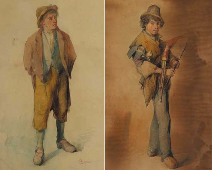 FARMHAND and  AN UILLEANN PIPER, 1877 (A PAIR) by Richard Staunton Cahill (1826-1904) at Whyte's Auctions