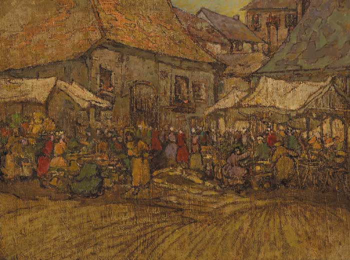 A CONTINTENTAL MARKET SQUARE by Georgina Moutray Kyle RUA (1865-1950) at Whyte's Auctions