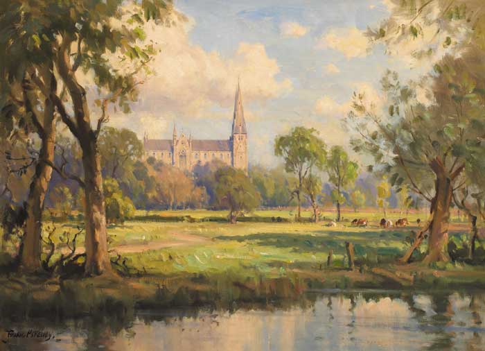 VIEW OF ARMAGH CATHEDRAL by Frank McKelvey RHA RUA (1895-1974) RHA RUA (1895-1974) at Whyte's Auctions