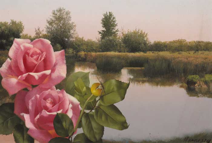 LAKE AND ROSES, 1973 by Patrick Hennessy RHA (1915-1980) RHA (1915-1980) at Whyte's Auctions