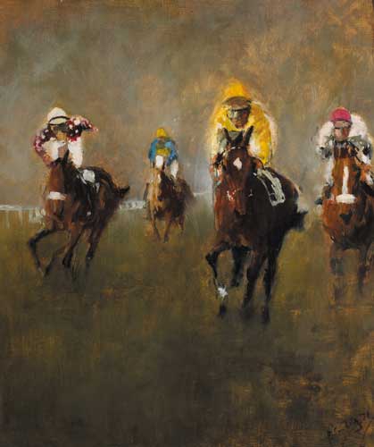 HORSE RACING SCENE, 1971 by Peter Curling sold for �5,700 at Whyte's Auctions