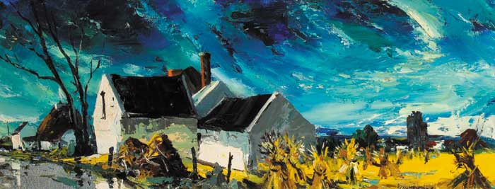 FARMHOUSES AND CORN STOOKS by Kenneth Webb RWA FRSA RUA (b.1927) at Whyte's Auctions