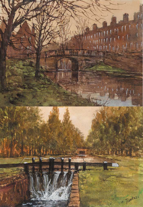 GRAND CANAL HERBERT PLACE and GRAND CANAL BAGGOT STREET (A PAIR) by Edward Tompkins sold for �1,350 at Whyte's Auctions