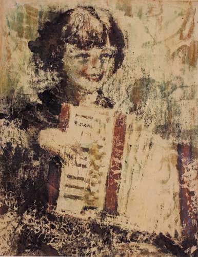 GIRL PLAYING AN ACCORDION by William Conor sold for 15,000 at Whyte's Auctions