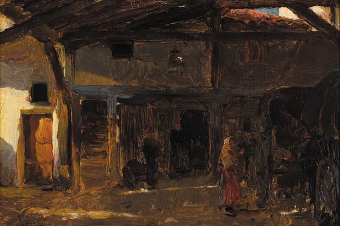 AN INTERIOR OF A COACH HOUSE, circa 1895 by Walter Frederick Osborne RHA ROI (1859-1903) at Whyte's Auctions