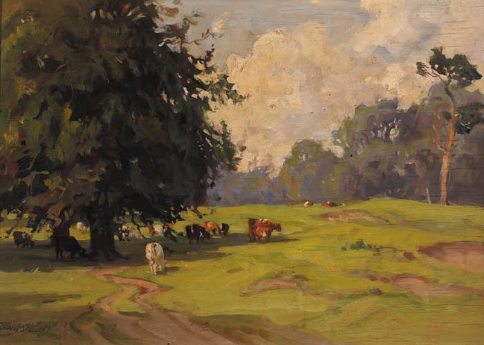 CATTLE GRAZING by Frank McKelvey sold for �10,000 at Whyte's Auctions