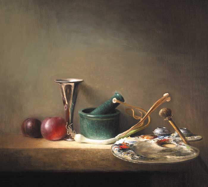 STILL LIFE WITH PLUMS AND SILVER by Stuart Morle (b.1960) (b.1960) at Whyte's Auctions
