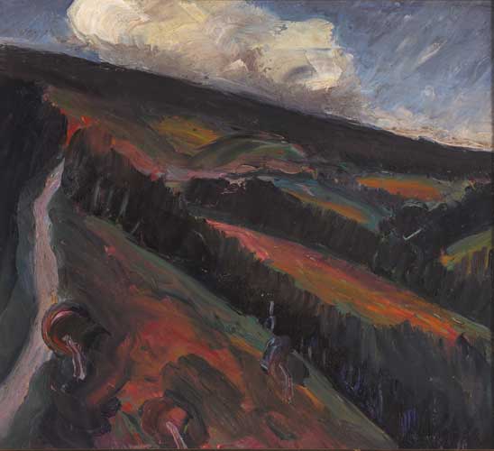 WICKLOW LANDSCAPE WITH TREE-LINED RIDGE by Peter Collis RHA (1929-2012) at Whyte's Auctions