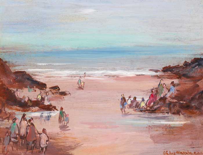ON THE BEACH AT BALLYVESTER, COUNTY DOWN by Gladys Maccabe MBE HRUA ROI FRSA (1918-2018) at Whyte's Auctions