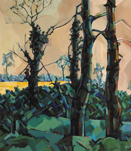 DARK TREES AND YELLOW FIELD by Ray Byrne  at Whyte's Auctions
