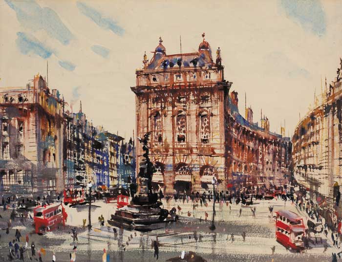 PICADILLY CIRCUS, LONDON by James le Jeune RHA (1910-1983) RHA (1910-1983) at Whyte's Auctions