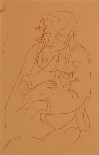 WOMAN AND CAT, 1970 by George Campbell RHA (1917-1979) at Whyte's Auctions