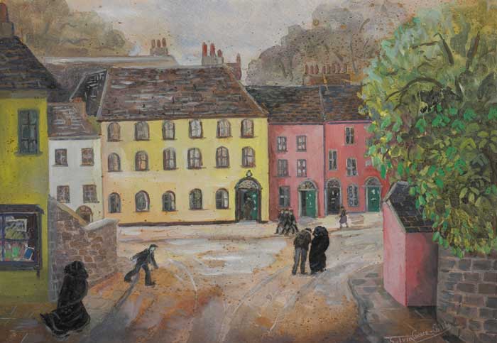FIGURES HURRYING ALONG A STREET by Sylvia Cooke-Collis (1900-1973) at Whyte's Auctions
