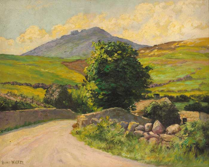 ROAD OVER A BRIDGE LEADING TO A COTTAGE by David Bond Walker (1891-1977) at Whyte's Auctions