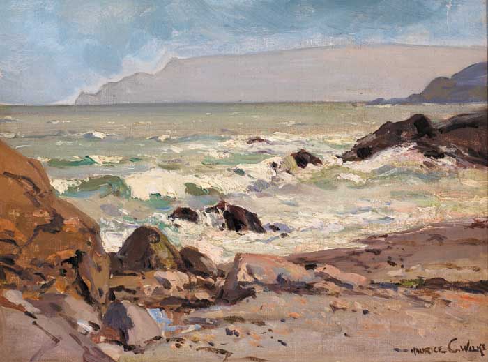WAVES BREAKING ON A ROCKY SHORE by Maurice Canning Wilks sold for 2,000 at Whyte's Auctions