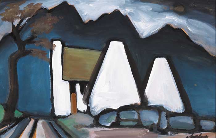 COTTAGES BY A PATH by Markey Robinson (1918-1999) at Whyte's Auctions