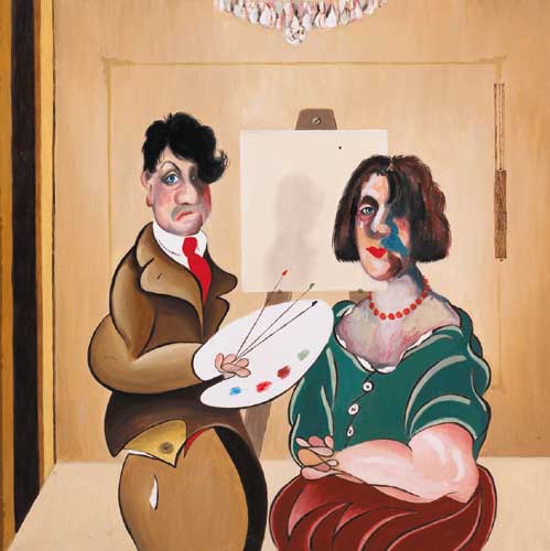 THE ARTIST WITH DAME LAURA MCFLABBART, 1997 by John Schwatschke (b.1943) at Whyte's Auctions