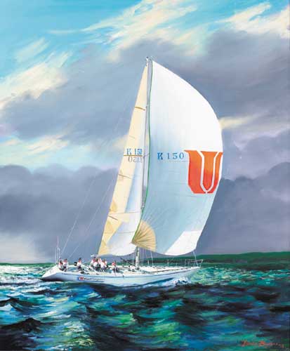 THE YACHT 'CHALLENGER', 1988 by Brian Byrnes sold for 700 at Whyte's Auctions