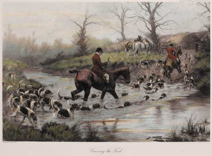 CROSSING THE FORD, HIS SAME OLD GAME, FULL CRY THROUGH THE HOMESTEAD and THE PINK OF CONDITION (SET OF FOUR) by George Wright (British, 1860-1942) at Whyte's Auctions