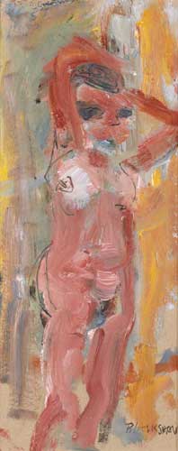FEMALE NUDE STANDING WITH ARMS RAISED OVER HEAD by Basil Blackshaw HRHA RUA (1932-2016) at Whyte's Auctions