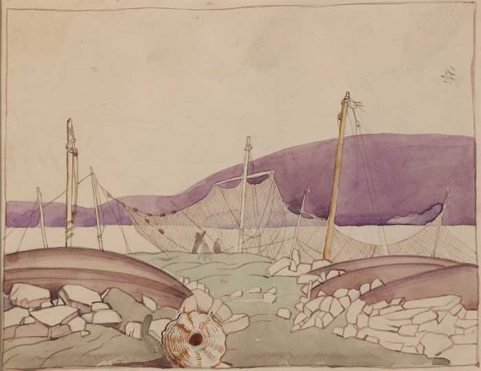 SALMON NETS, ACHILL ISLAND by Harry Epworth Allen RBA (1894-1958) RBA (1894-1958) at Whyte's Auctions