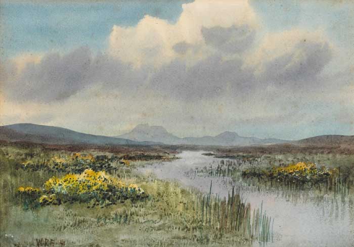 A BOGLAND STREAM WITH GORSE IN FLOWER, 1891 by William Percy French (1854-1920) at Whyte's Auctions