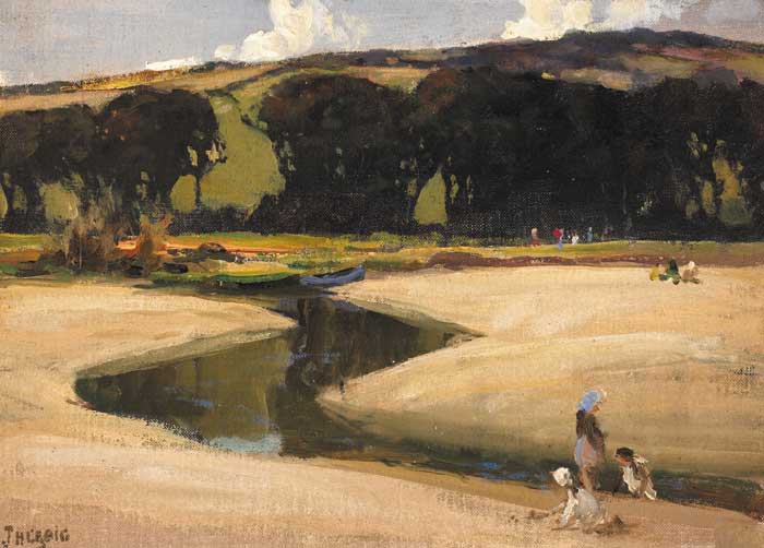 CHILDREN AND BOATS BY AN ESTUARY by James Humbert Craig RHA RUA (1877-1944) at Whyte's Auctions