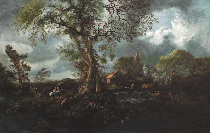 HIGHWAY MEN ON HORSEBACK WITH CHURCH AND RUIN IN FOREGROUND by William Sadler II (c.1782-1839) at Whyte's Auctions