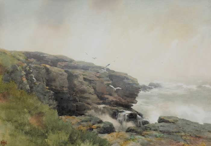 SEAGULLS FLYING ABOVE SEA CLIFFS by Helen O'Hara (1846-1920) at Whyte's Auctions