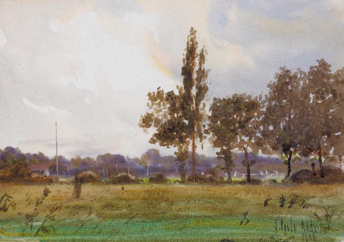 CRICKET MATCH IN A PARK, 1908 by Joseph Poole Addey sold for �1,500 at Whyte's Auctions
