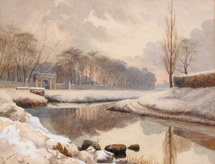 WINTER ON THE DODDER AT RATHFARNHAM, 1888 by Archibald McGoogan sold for �3,000 at Whyte's Auctions