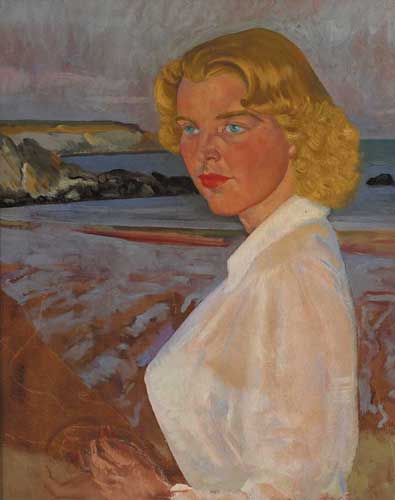 PORTRAIT OF A WOMAN BY THE SEA by Patrick Leonard HRHA (1918-2005) at Whyte's Auctions
