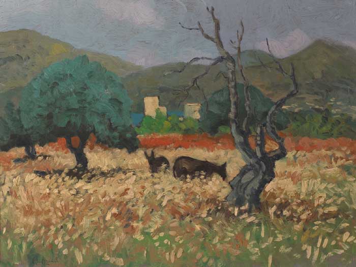 OLIVE GROVE IN CRETE, 9 JUNE 1984 by Patrick Leonard HRHA (1918-2005) HRHA (1918-2005) at Whyte's Auctions